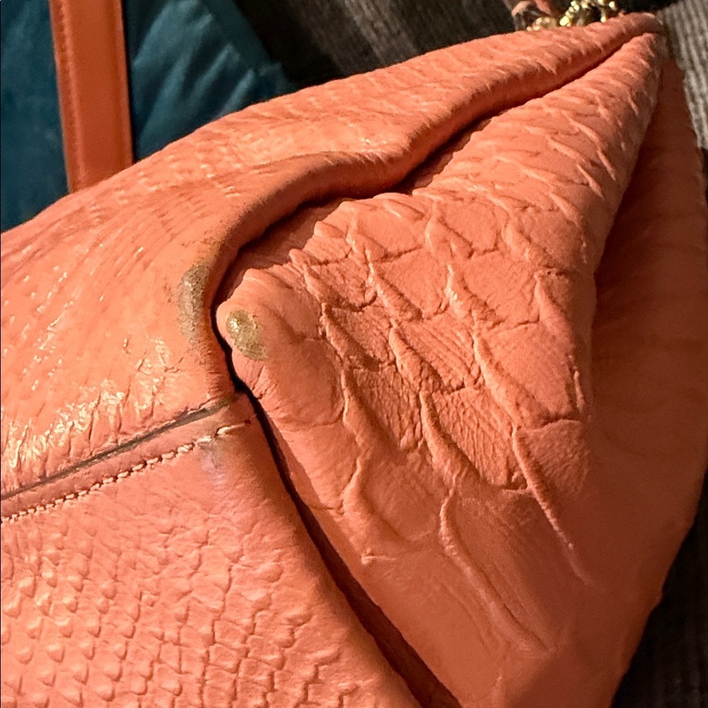 Coach soft snake leather Peach pink Bag hobo with coa gold hangtag purse - Picture 10 of 16